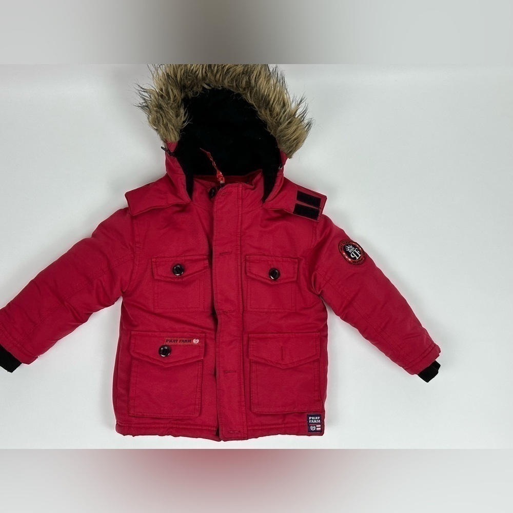 Kids Unisex Water Resistant Parka with Faux Fur Hood